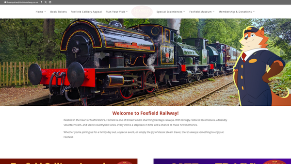 Screenshot of the Foxfield Light Railway Society Limited website