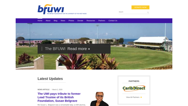 Screenshot of the British Foundation For The University Of The West Indies website