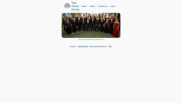 Screenshot of the Yate Choral Society website