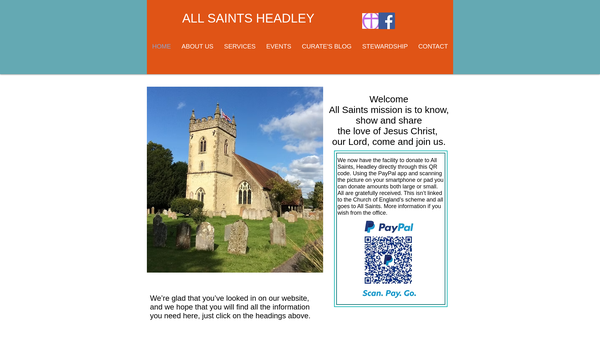 Screenshot of the Headley All Saints website