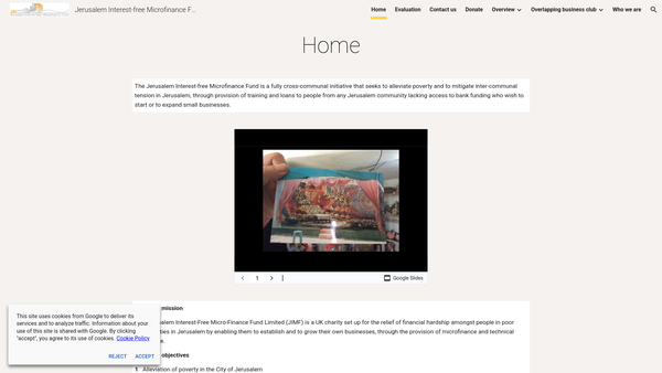 Screenshot of the The Jerusalem Interest-Free Microfinance Fund Limited website