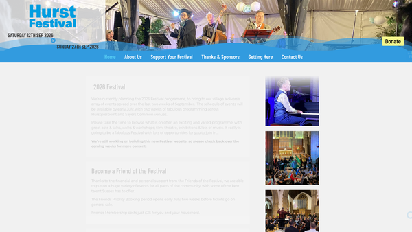 Screenshot of the Hurst Festival website