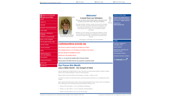 Screenshot of the Chandler's Ford Methodist Church website