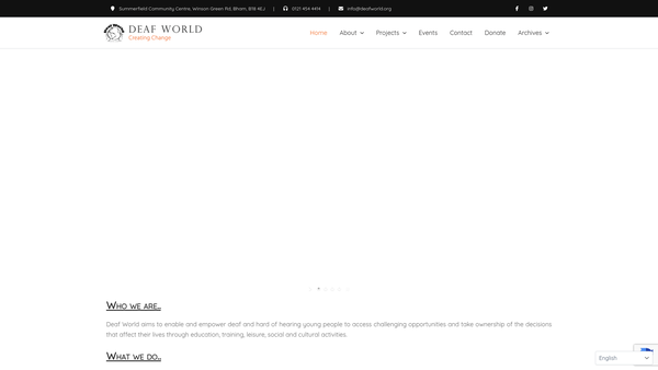 Screenshot of the Deaf World website