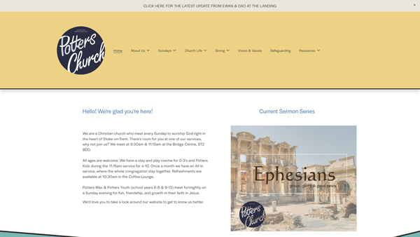 Screenshot of the The Potter's House Methodist Church website