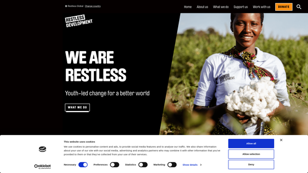 Screenshot of the Restless Development website