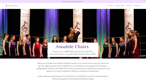Screenshot of the Amabile Choirs website