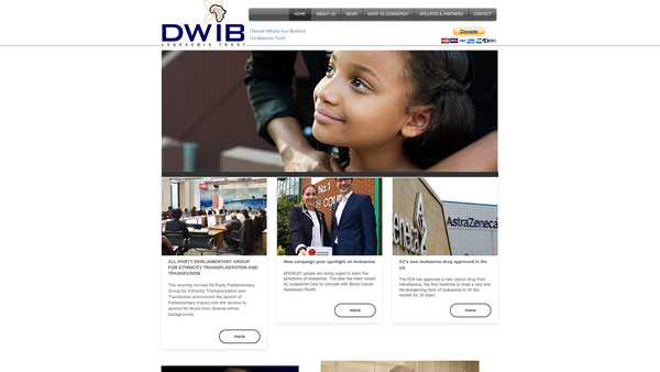 Screenshot of the Dwib(daniel Whyte And Ivor Burford) Leukaemia Trust (UK) website