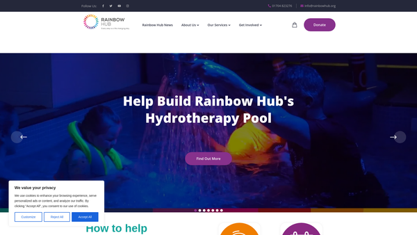 Screenshot of the Rainbow Hub NW Ltd website