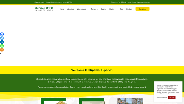 Screenshot of the Ekpoma Okpa Association website