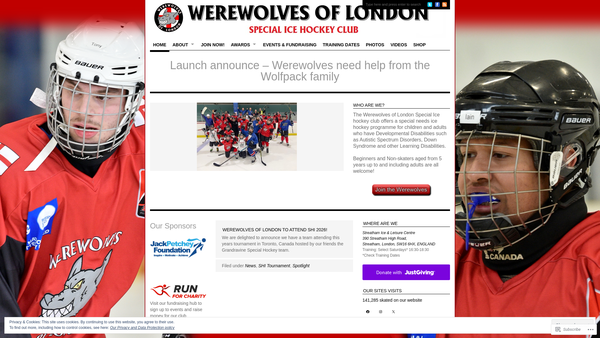 Screenshot of the Werewolves Of London Special Ice Hockey Club website