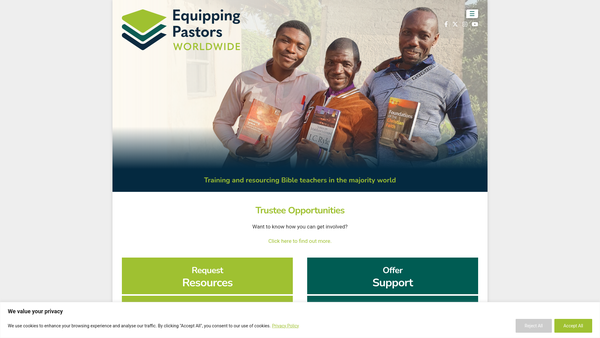Screenshot of the Equipping Pastors Worldwide Ltd website