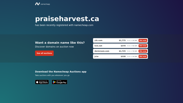 Screenshot of the Praise Harvest Sanctuary website