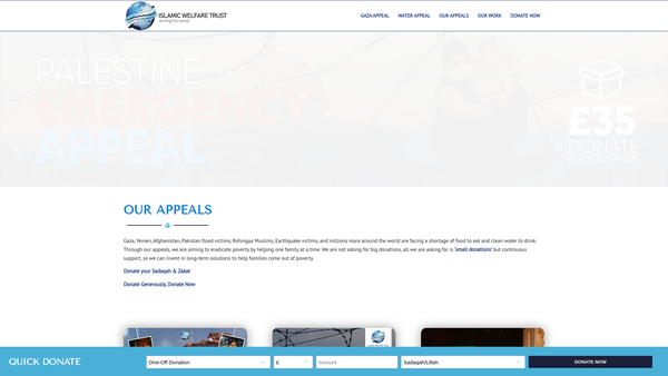 Screenshot of the Islamic Welfare Trust UK website