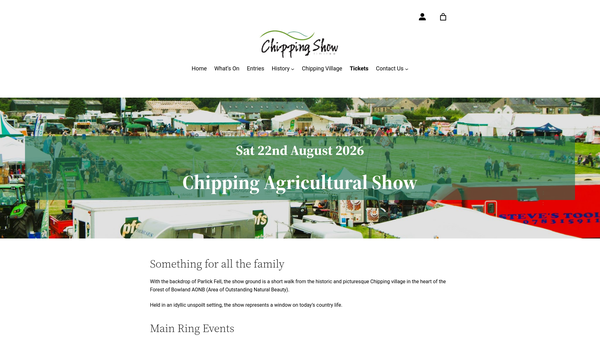 Screenshot of the Chipping Show Limited website