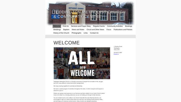 Screenshot of the Teddington Methodist Church website