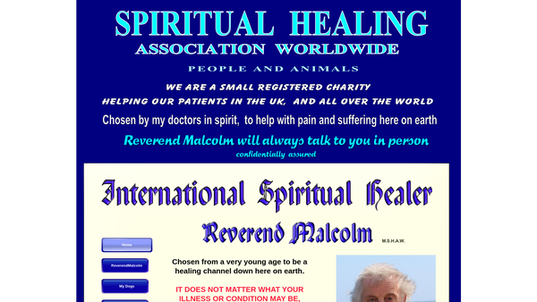 Screenshot of the Spiritual Healing Association Worldwide website