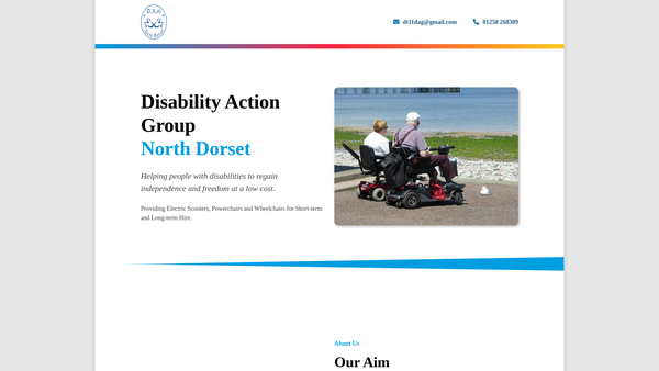 Screenshot of the Disability Action Group (North Dorset) website