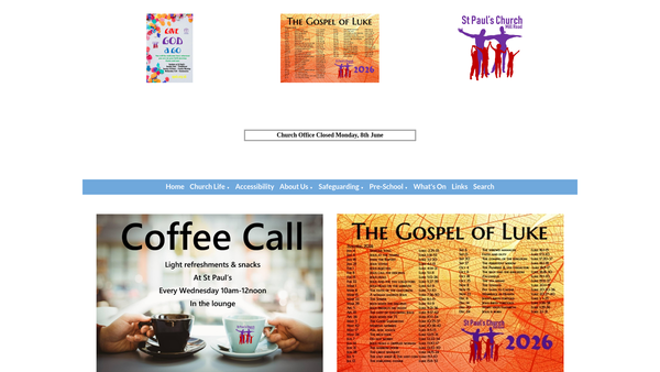 Screenshot of the The Parochial Church Of The Ecclesiastical Parish Of St Pauls, Northumberland Heath website