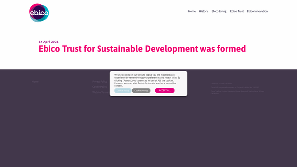 Screenshot of the The Ebico Trust For Sustainable Development website