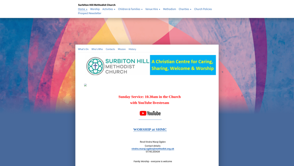 Screenshot of the Surbiton Hill Methodist Church website