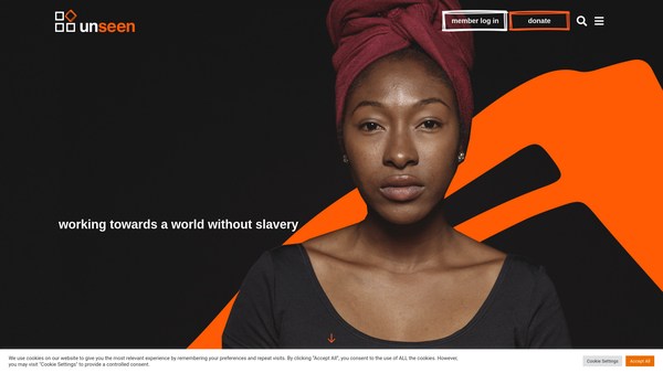 Screenshot of the Unseen (UK) website