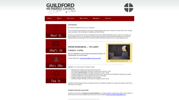 Screenshot of the Guildford Methodist Church website