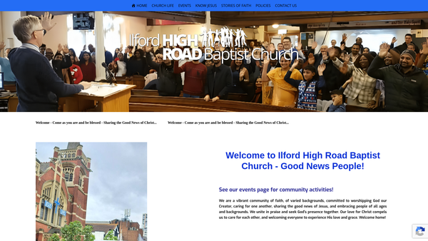 Screenshot of the Ilford High Road Baptist Church website