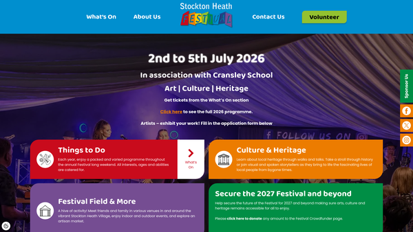 Screenshot of the Stockton Heath Festival Trust website