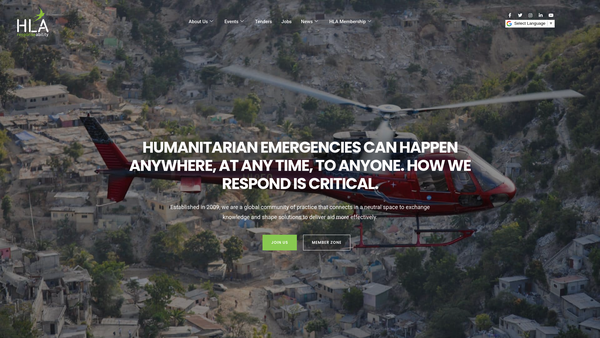 Screenshot of the Humanitarian Logistics Association website