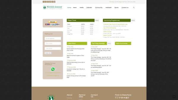 Screenshot of the Al Mahdi Centre website