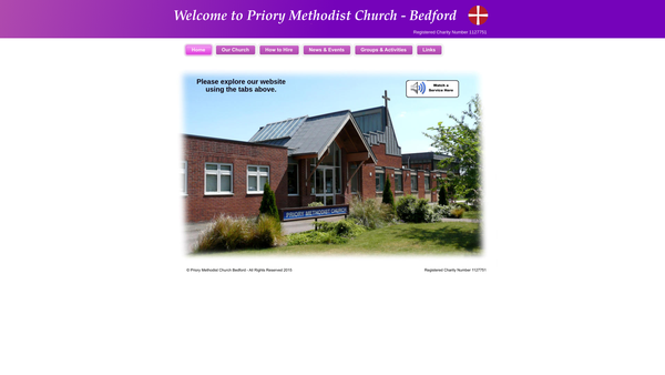 Screenshot of the Priory Methodist Church, Bedford website