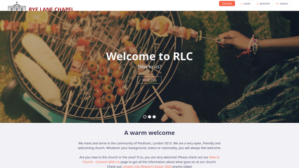 Screenshot of the Rye Lane Baptist Chapel website