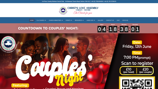 Screenshot of the The Redeemed Christian Church Of God - Christ's Love Assembly Oxford website