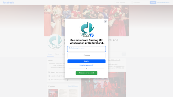 Screenshot of the Eurolog - UK, The Association Of Russian Cultural And Educational Organisations In The UK website