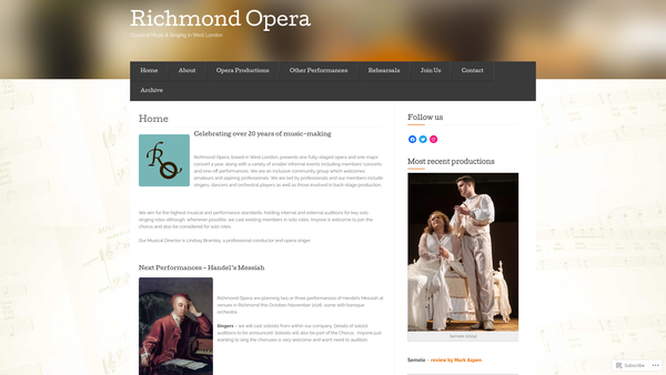 Screenshot of the Richmond Opera website