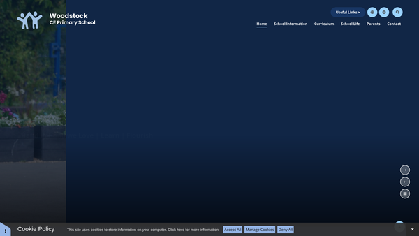 Screenshot of the Woodstock CE Primary School PTA website