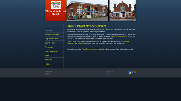 Screenshot of the Tilehurst Methodist Church website