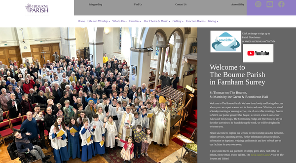 Screenshot of the The Parochial Church Council Of The Ecclesiastical Parish Of The Bourne website