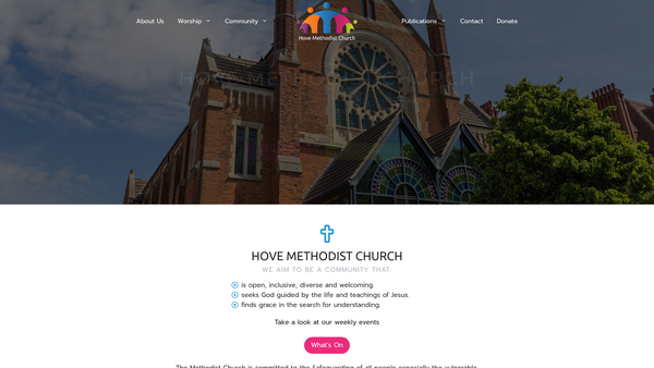 Screenshot of the Hove Methodist Church website