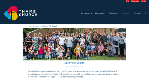 Screenshot of the The Parochial Church Council Of The Ecclesiastical Parish Of Barley Hill website