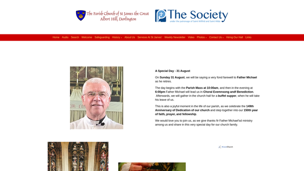 Screenshot of the The Parochial Church Council Of The Ecclesiastical Parish Of S. James The Great, Albert Hill, Darlington website