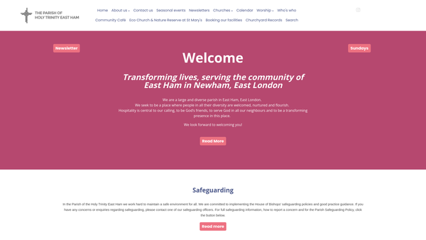 Screenshot of the Parish Of East Ham, Holy Trinity website