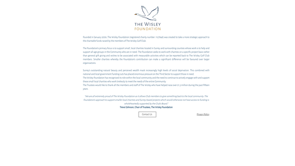 Screenshot of the The Wisley Foundation website