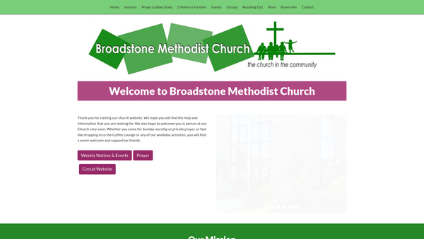 Screenshot of the Broadstone Methodist Church website