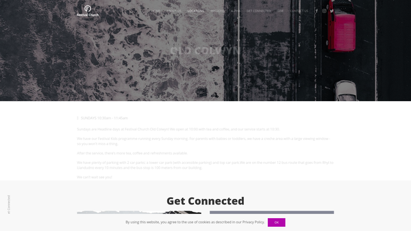 Screenshot of the Sure Hope Church website