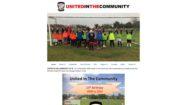 Screenshot of the United In The Community website