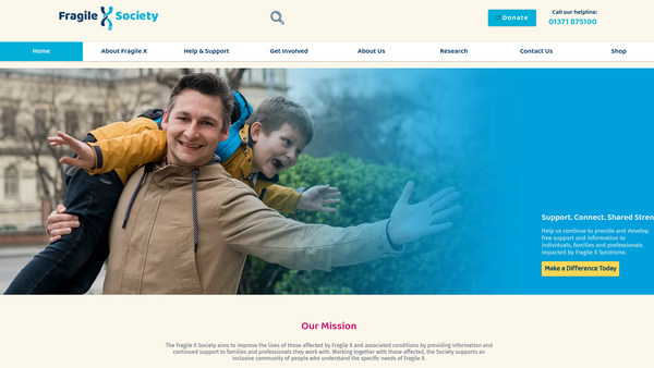 Screenshot of the The Fragile X Society website