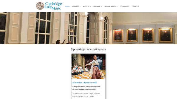 Screenshot of the Cambridge Early Music website