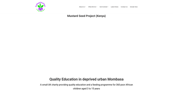 Screenshot of the The Mustard Seed Project (Kenya) website